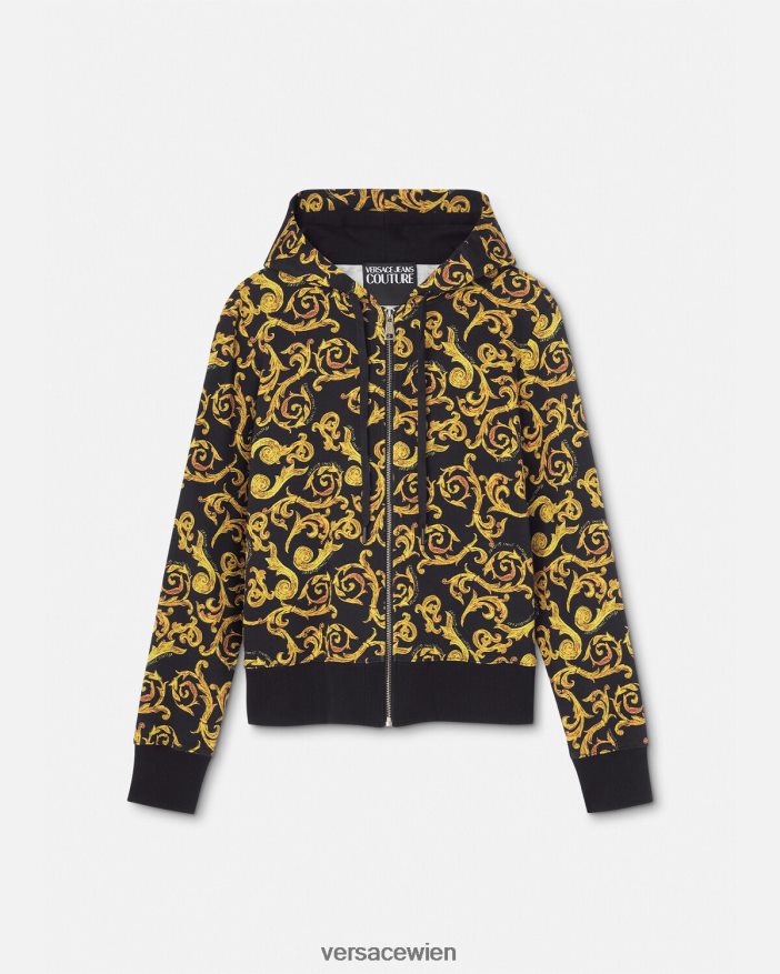 schwarzes Gold Sketch-Couture-Hoodie Versace Frauen Kleidung 8N4XJD2175