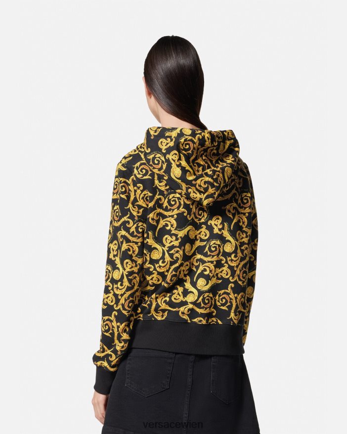 schwarzes Gold Sketch-Couture-Hoodie Versace Frauen Kleidung 8N4XJD2175