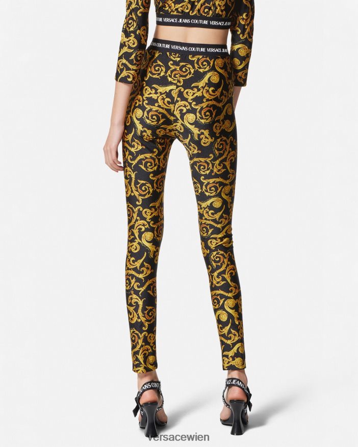 schwarzes Gold Skizzieren Sie Couture-Leggings Versace Frauen Kleidung 8N4XJD2178