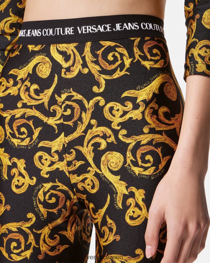 schwarzes Gold Skizzieren Sie Couture-Leggings Versace Frauen Kleidung 8N4XJD2178