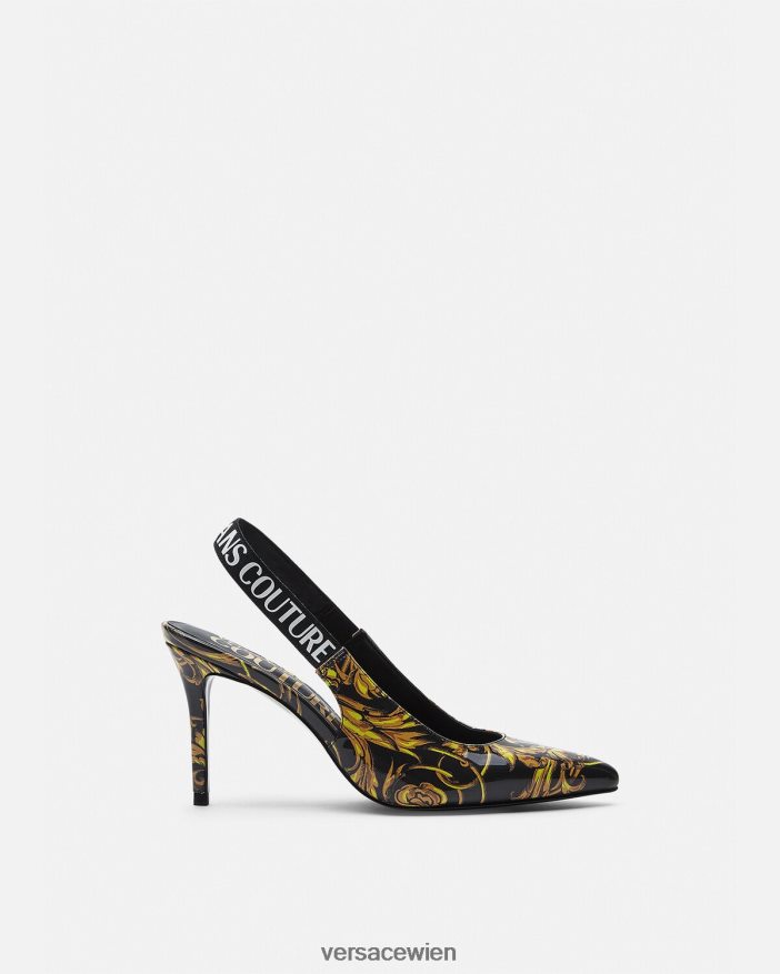 schwarzes Gold Slingback-Pumps mit Logo-Couture Versace Frauen Schuh 8N4XJD2308
