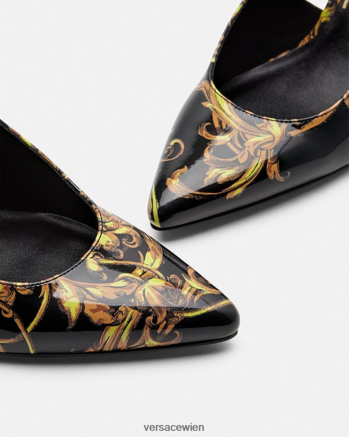 schwarzes Gold Slingback-Pumps mit Logo-Couture Versace Frauen Schuh 8N4XJD2308