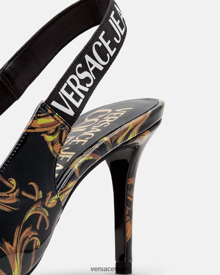 schwarzes Gold Slingback-Pumps mit Logo-Couture Versace Frauen Schuh 8N4XJD2308