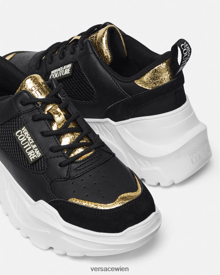 schwarzes Gold Speedtrack-Sneaker Versace Frauen Schuh 8N4XJD2265