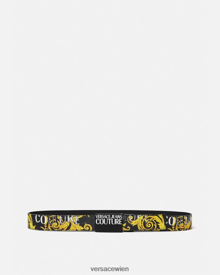 schwarzes Gold Wendbarer Couture-Gürtel mit Logo Versace Männer Zubehör 8N4XJD2505