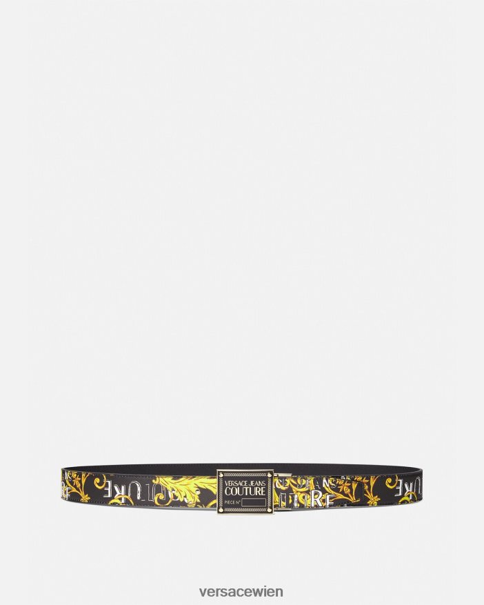 schwarzes Gold Wendbarer Couture-Gürtel mit Logo Versace Männer Zubehör 8N4XJD2506