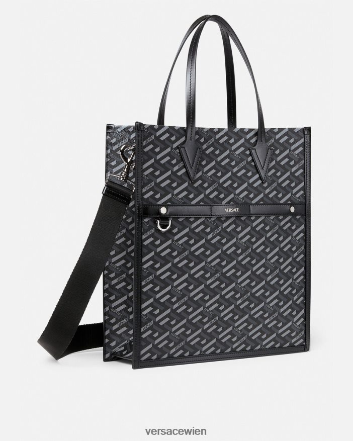 schwarzgrau Große La Greca-Tragetasche mit Signatur Versace Männer Taschen 8N4XJD1476