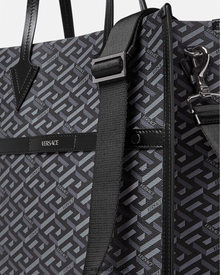schwarzgrau Große La Greca-Tragetasche mit Signatur Versace Männer Taschen 8N4XJD1476
