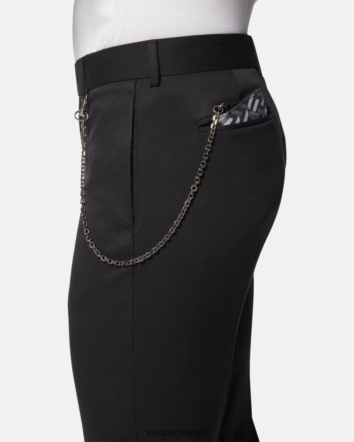 schwarzgrau Kartenetui mit La-Greca-Signatur und Kette Versace Männer Zubehör 8N4XJD1652