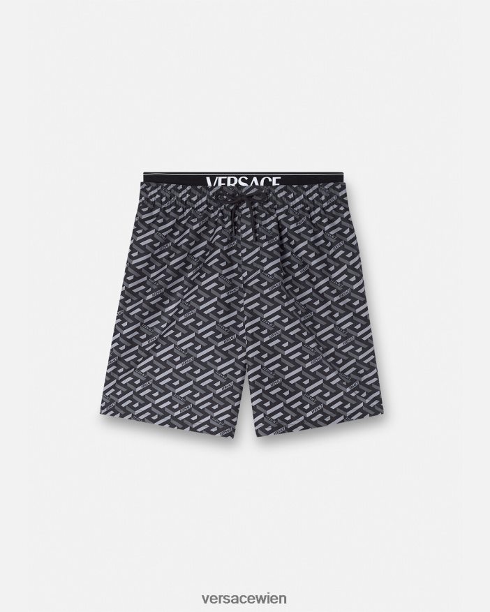 schwarzgrau La Greca-Boardshorts Versace Männer Unterwäsche und Strandbekleidung 8N4XJD1800