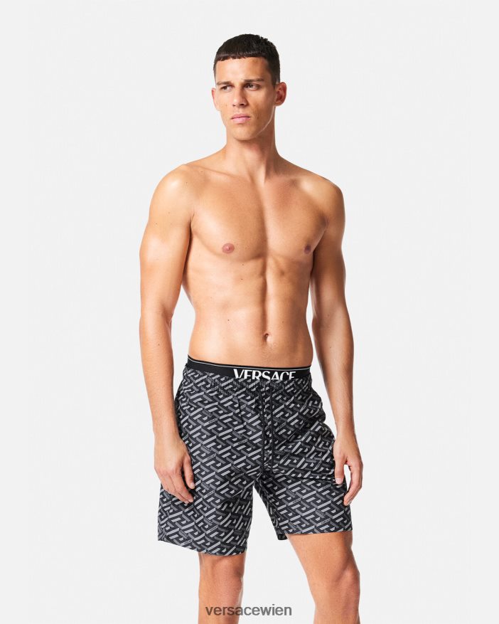 schwarzgrau La Greca-Boardshorts Versace Männer Unterwäsche und Strandbekleidung 8N4XJD1800