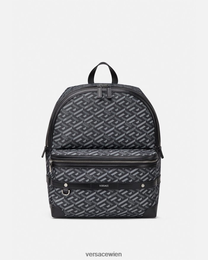 schwarzgrau La Greca-Signatur-Rucksack Versace Männer Taschen 8N4XJD1487