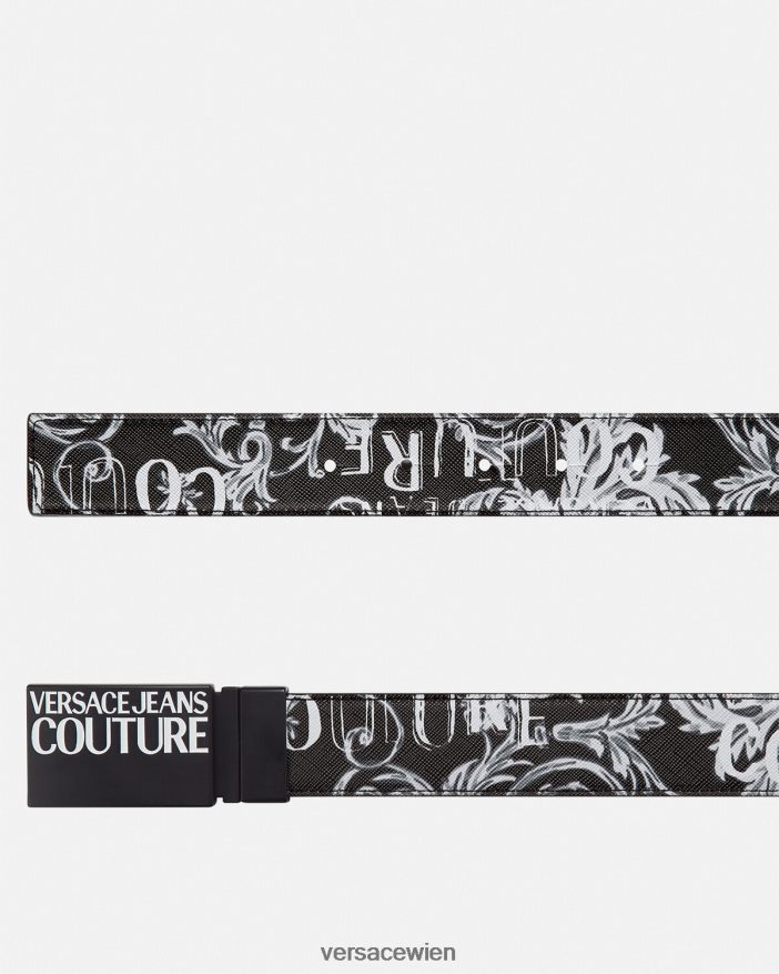 schwarzgrau Wendbarer Couture-Gürtel mit Logo Versace Männer Zubehör 8N4XJD2507