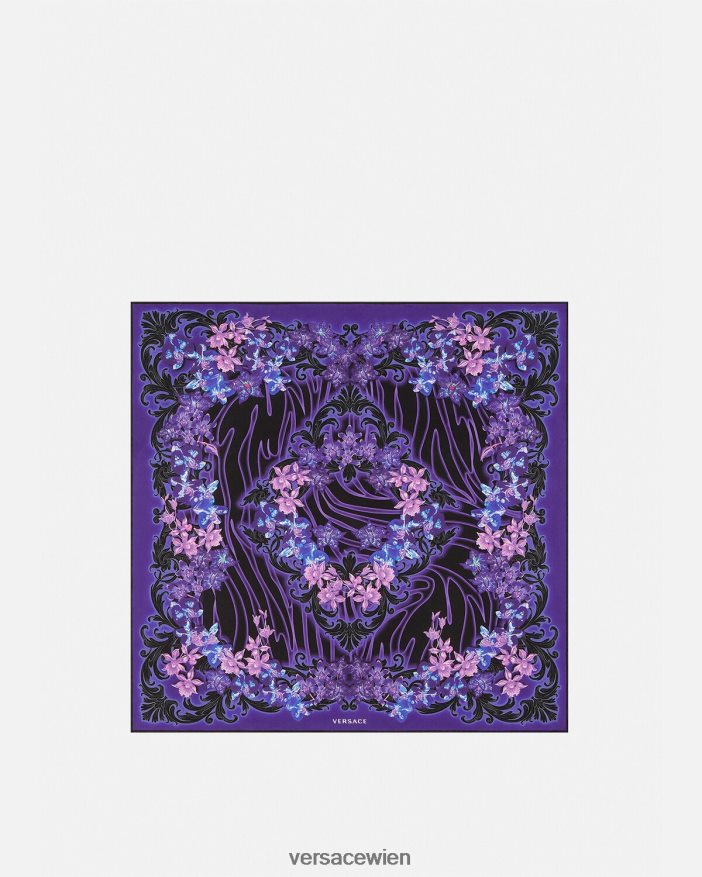 violett  bedruckt Orchideen-Barocco-Seidenfoulard Versace Frauen Zubehör 8N4XJD921
