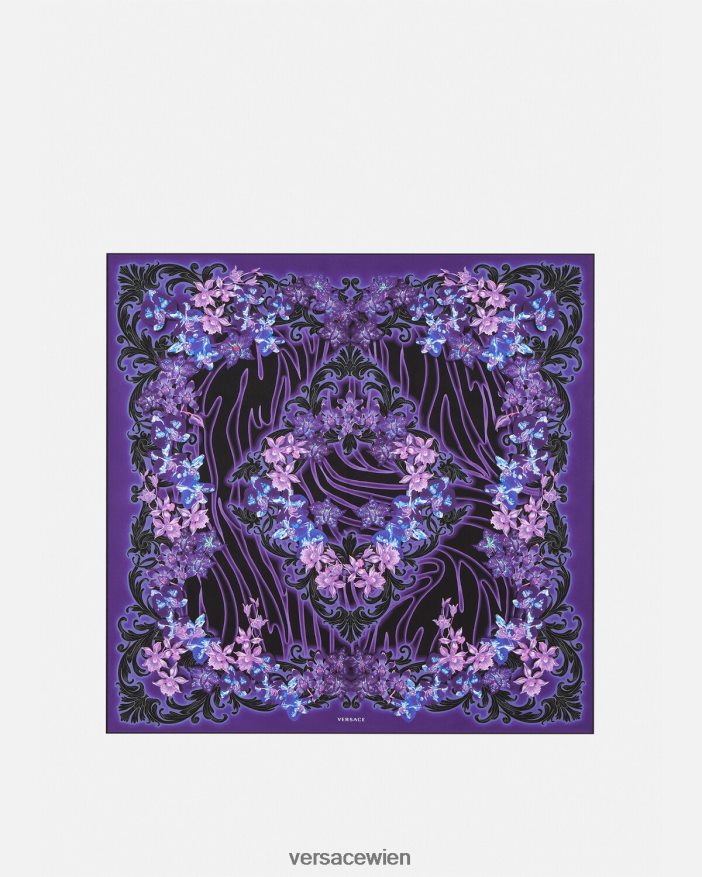 violett  bedruckt Orchideen-Barocco-großes Seidenfoulard Versace Frauen Zubehör 8N4XJD919