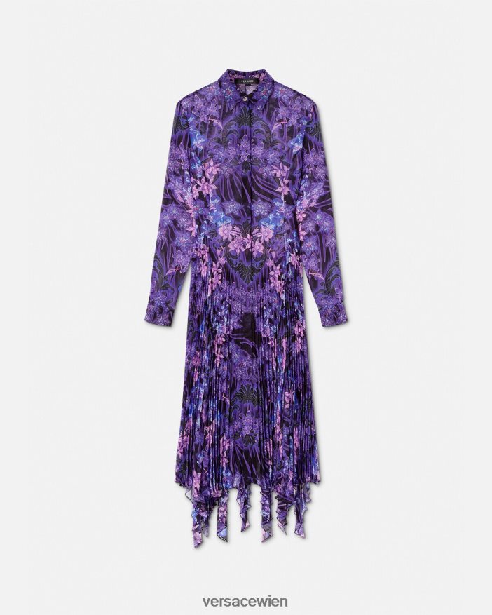 violett  bedruckt Orchideenfarbenes Barocco-Midi-Hemdkleid Versace Frauen Kleidung 8N4XJD54