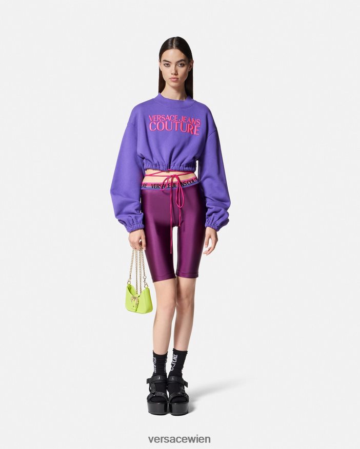 violett Fahrradshorts mit Logo Versace Frauen Kleidung 8N4XJD2242