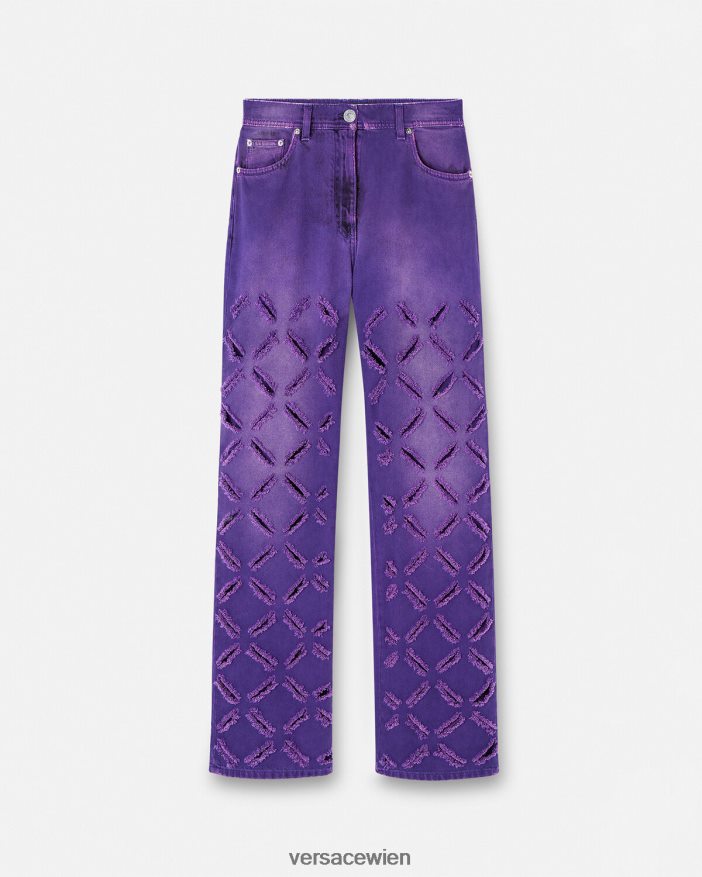 violett Jeans mit geschlitzter Medusa Versace Frauen Kleidung 8N4XJD207