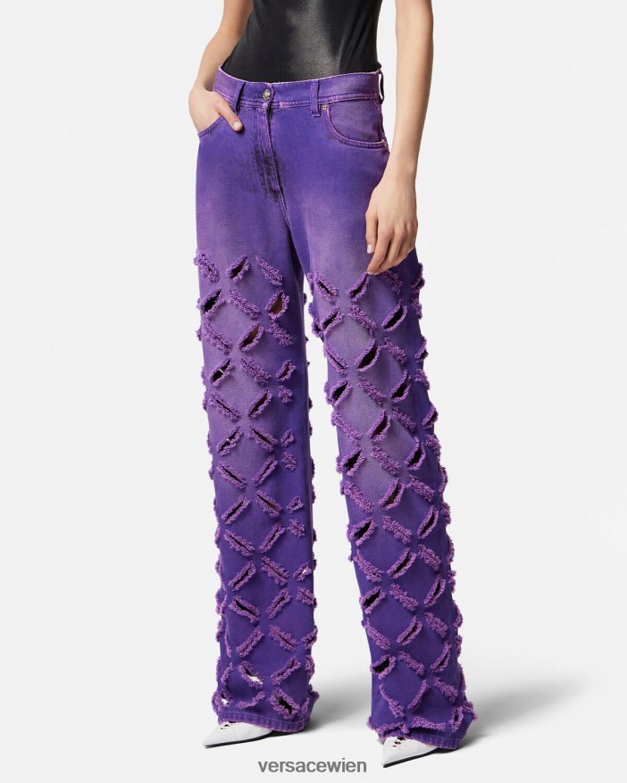 violett Jeans mit geschlitzter Medusa Versace Frauen Kleidung 8N4XJD207