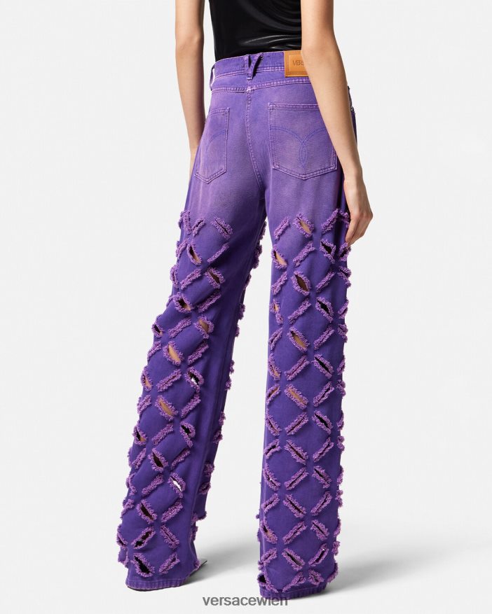 violett Jeans mit geschlitzter Medusa Versace Frauen Kleidung 8N4XJD207