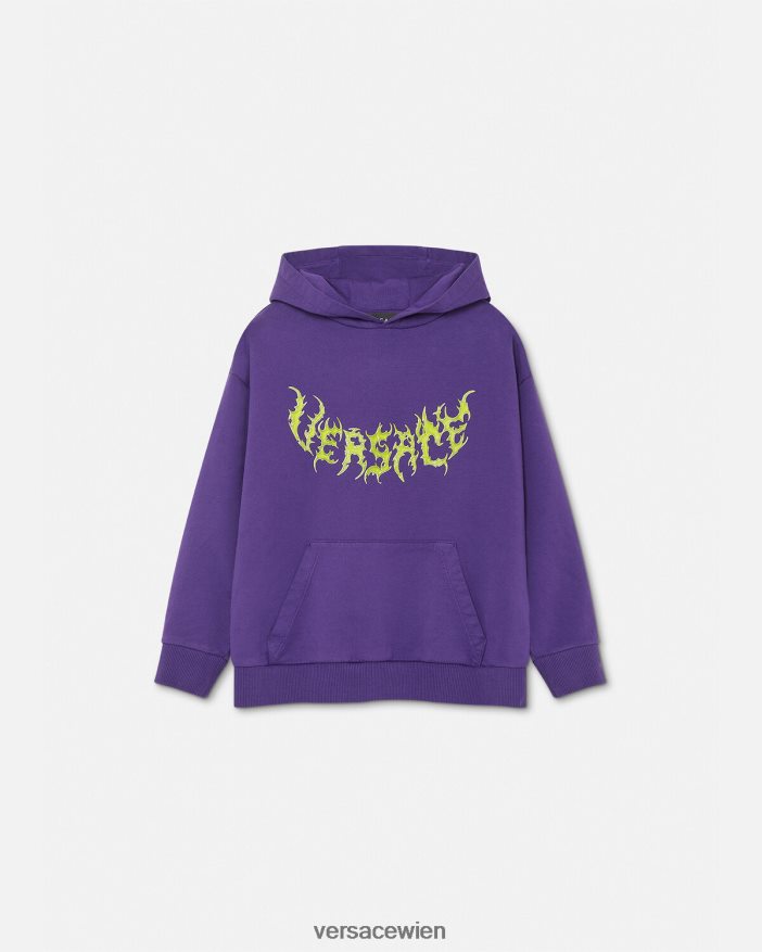 violett Kapuzenpullover mit Logo Versace Kinder Kleidung 8N4XJD2005