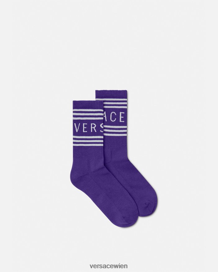 violett Socken mit 90er-Jahre-Vintage-Logo Versace Frauen Unterwäsche und Strandbekleidung 8N4XJD1108
