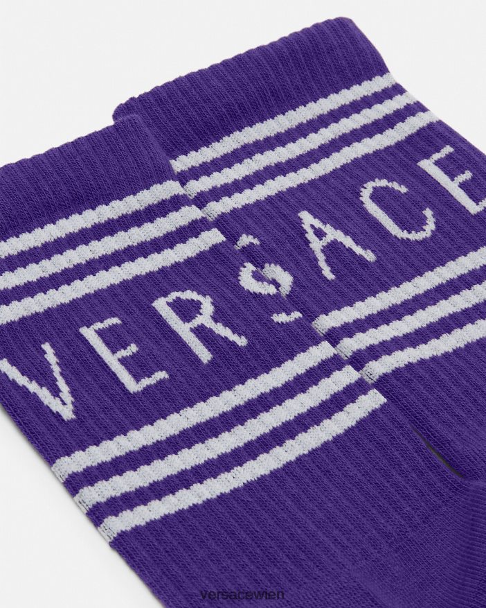 violett Socken mit 90er-Jahre-Vintage-Logo Versace Frauen Unterwäsche und Strandbekleidung 8N4XJD1108