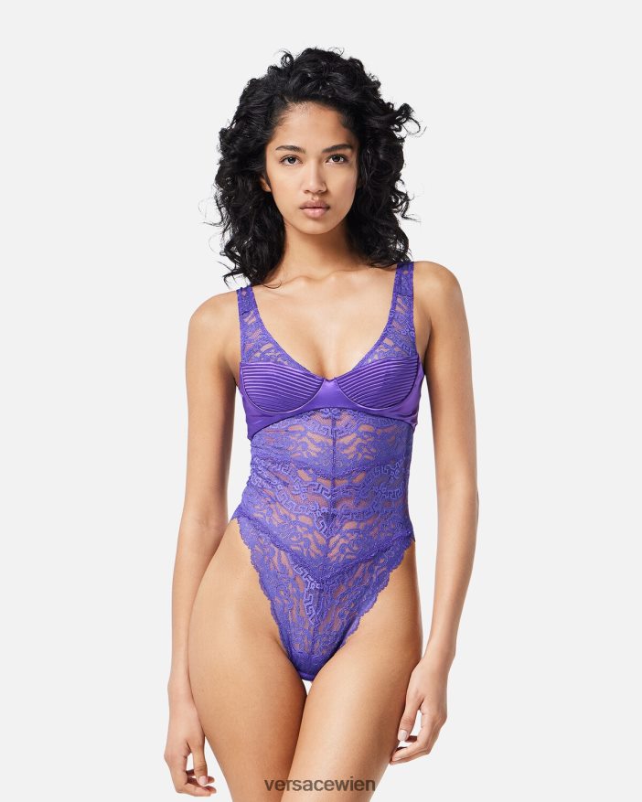 violett Spitzen-Body Versace Frauen Unterwäsche und Strandbekleidung 8N4XJD1078