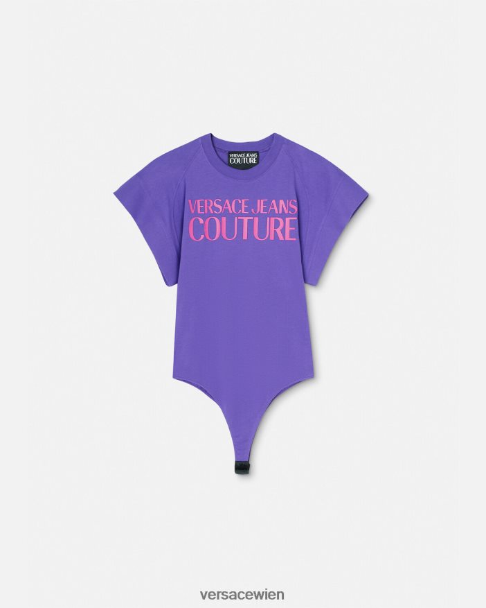 violett T-Shirt mit Logo-Body Versace Frauen Kleidung 8N4XJD2163