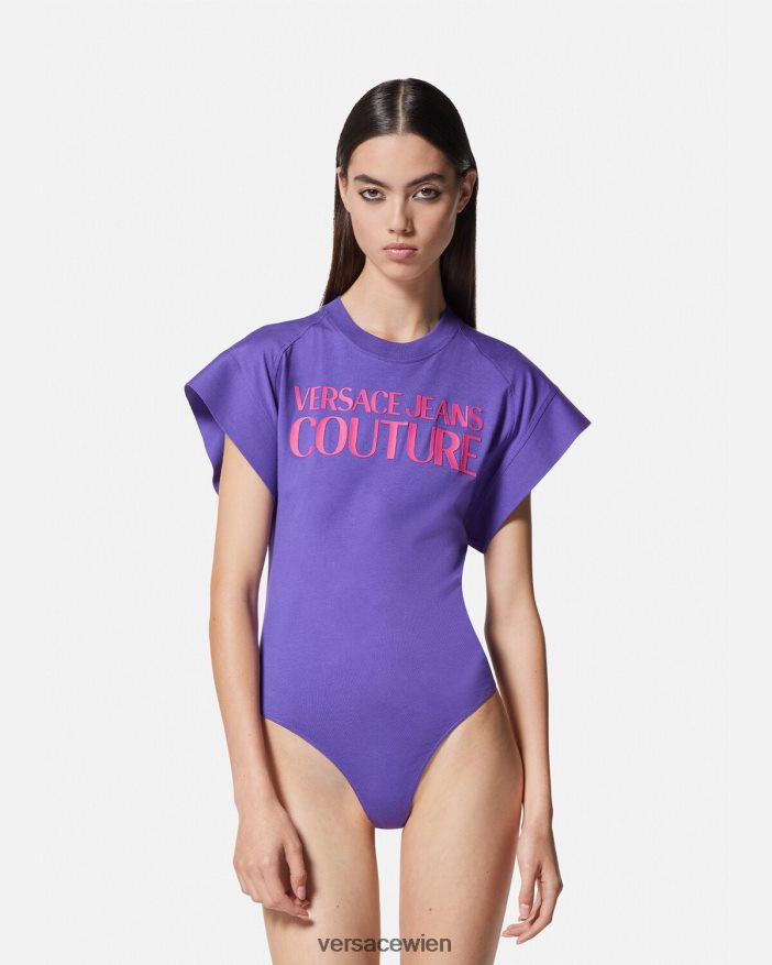 violett T-Shirt mit Logo-Body Versace Frauen Kleidung 8N4XJD2163