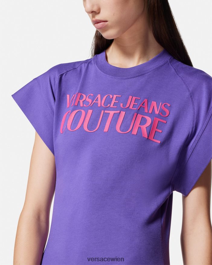 violett T-Shirt mit Logo-Body Versace Frauen Kleidung 8N4XJD2163