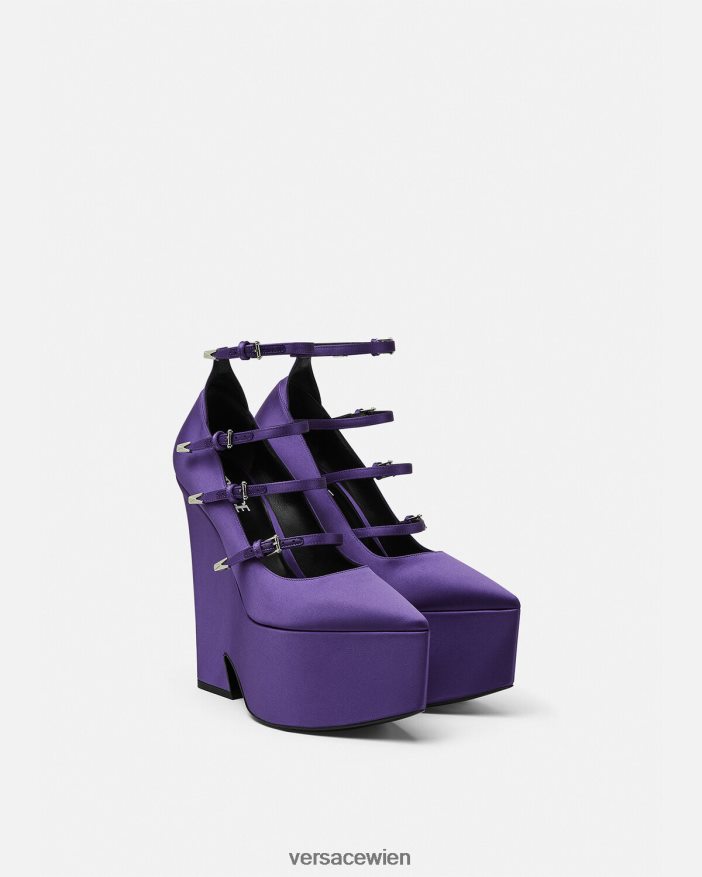 violett Tempest-Plateaupumps aus Satin Versace Frauen Schuh 8N4XJD496