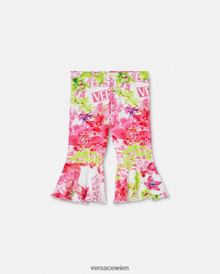 weiß  bedruckt Baby-Leggings mit Logo-Orchidee Versace Kinder Kleidung 8N4XJD1869