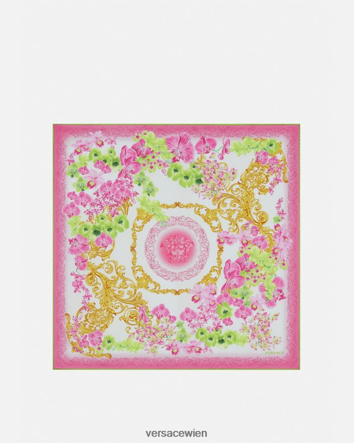 weiß  bedruckt Großes Seidenfoulard mit Medusa-Orchidee Versace Frauen Zubehör 8N4XJD930