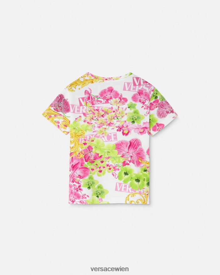 weiß  bedruckt Logo-Orchideen-T-Shirt Versace Kinder Kleidung 8N4XJD1970