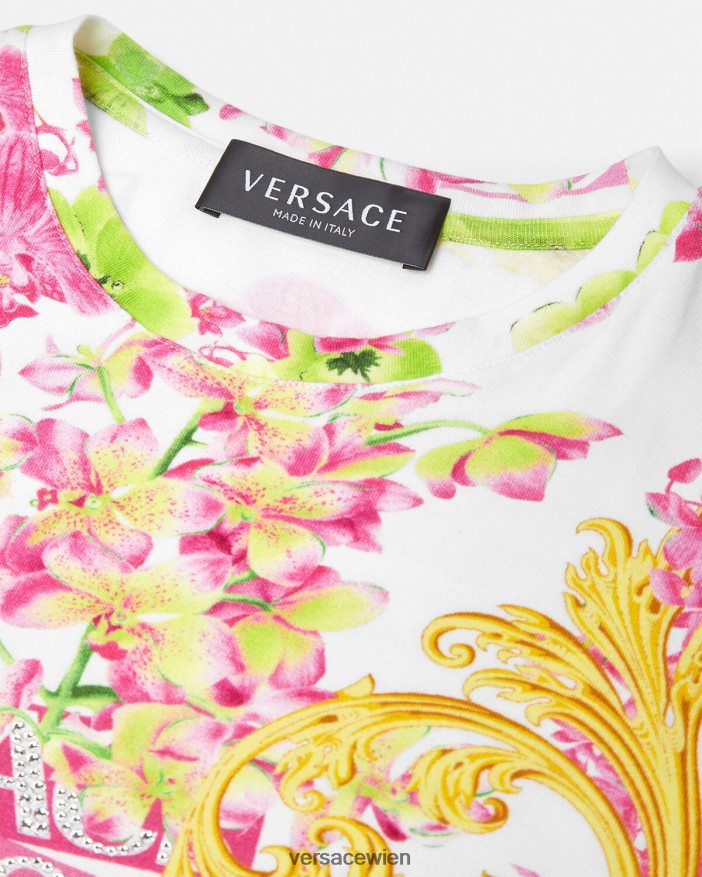 weiß  bedruckt Logo-Orchideen-T-Shirt Versace Kinder Kleidung 8N4XJD1970
