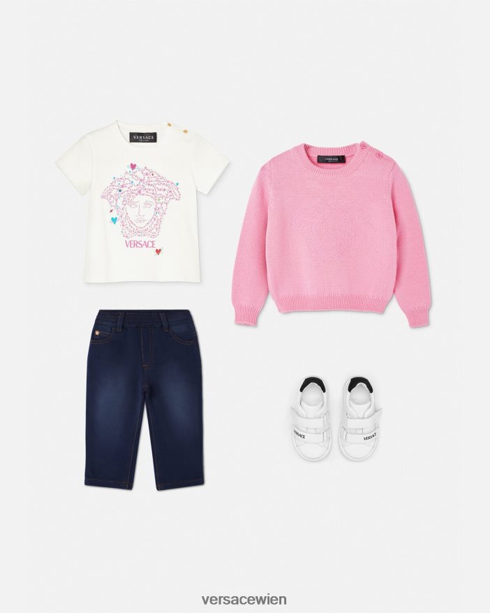 weiß  bedruckt Medusa-Baby-T-Shirt Versace Kinder Kleidung 8N4XJD1853