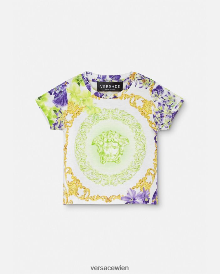 weiß  bedruckt Medusa-Orchideen-Baby-T-Shirt Versace Kinder Kleidung 8N4XJD1866