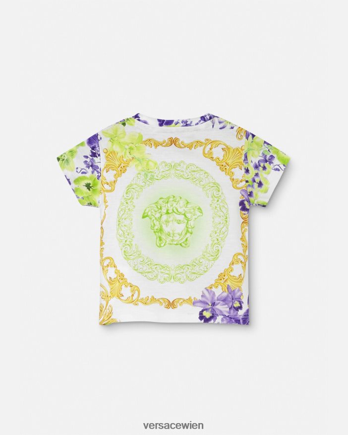 weiß  bedruckt Medusa-Orchideen-Baby-T-Shirt Versace Kinder Kleidung 8N4XJD1866