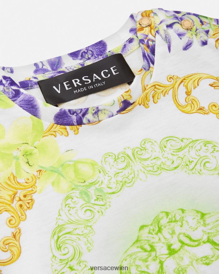 weiß  bedruckt Medusa-Orchideen-Baby-T-Shirt Versace Kinder Kleidung 8N4XJD1866