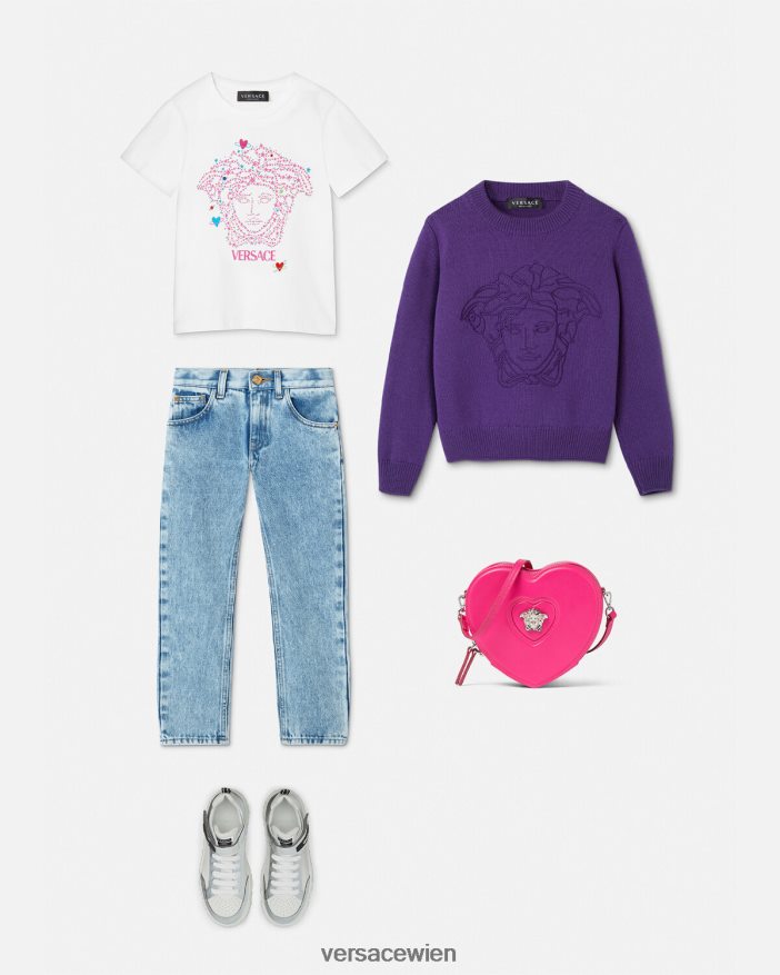 weiß  bedruckt Medusa-T-Shirt Versace Kinder Kleidung 8N4XJD1946