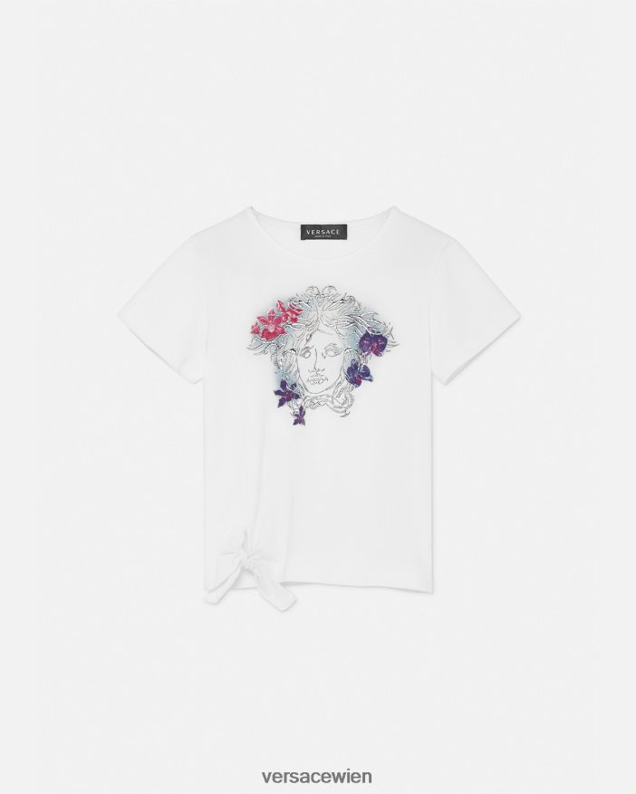 weiß  bedruckt Orchideen-Medusa-T-Shirt Versace Kinder Kleidung 8N4XJD2003