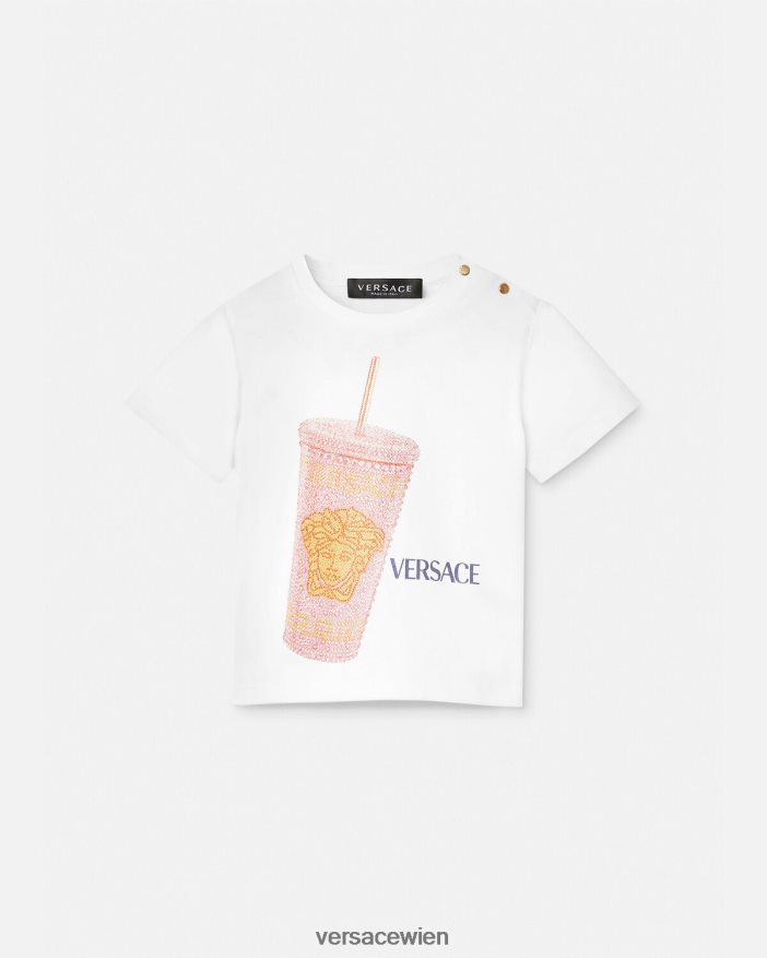 weiß  bedruckt Reisebecher-Baby-T-Shirt Versace Kinder Kleidung 8N4XJD1924