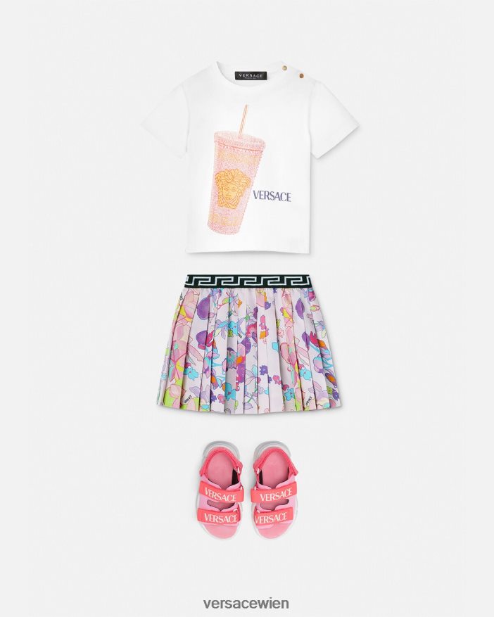 weiß  bedruckt Reisebecher-Baby-T-Shirt Versace Kinder Kleidung 8N4XJD1924