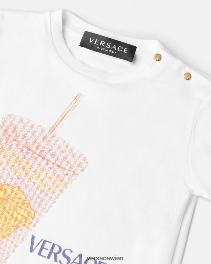 weiß  bedruckt Reisebecher-Baby-T-Shirt Versace Kinder Kleidung 8N4XJD1924