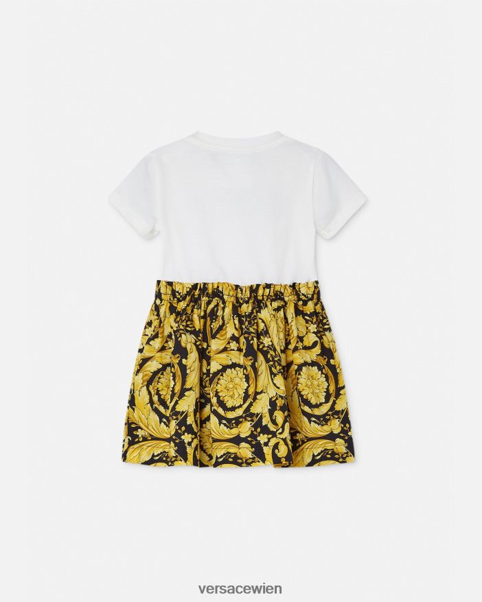 weiß  bedruckt T-Shirt-Kleid für Babys im Barocco-Stil Versace Kinder Kleidung 8N4XJD1858