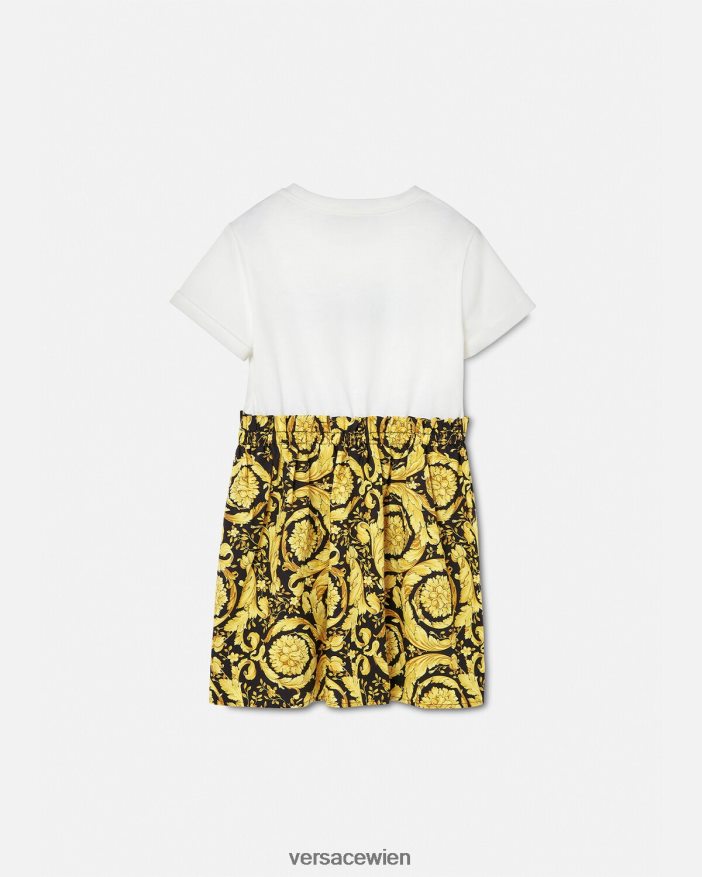 weiß  bedruckt T-Shirt-Kleid im Barocco-Stil Versace Kinder Kleidung 8N4XJD1953