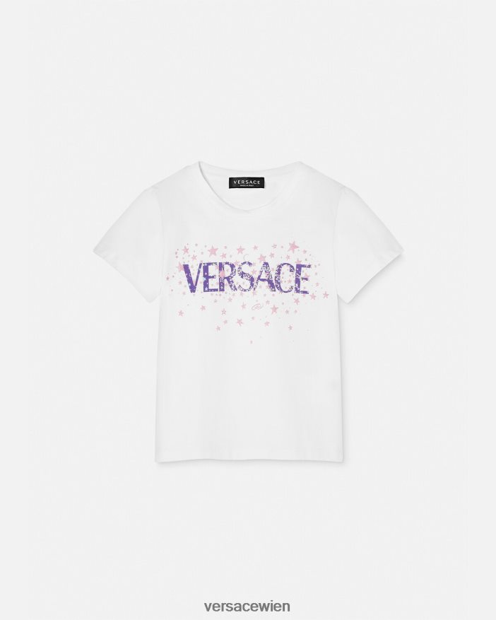 weiß  bedruckt T-Shirt mit Logo-Sternen Versace Kinder Kleidung 8N4XJD1951