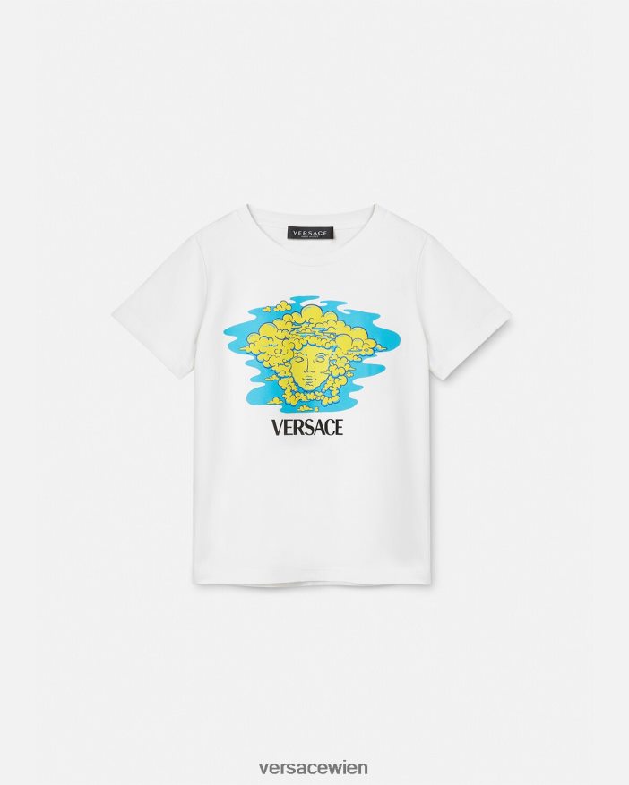 weiß  bedruckt T-Shirt mit Medusa-Logo Versace Kinder Kleidung 8N4XJD2127