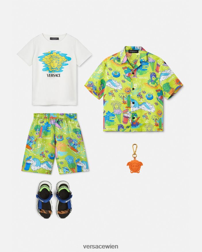 weiß  bedruckt T-Shirt mit Medusa-Logo Versace Kinder Kleidung 8N4XJD2127